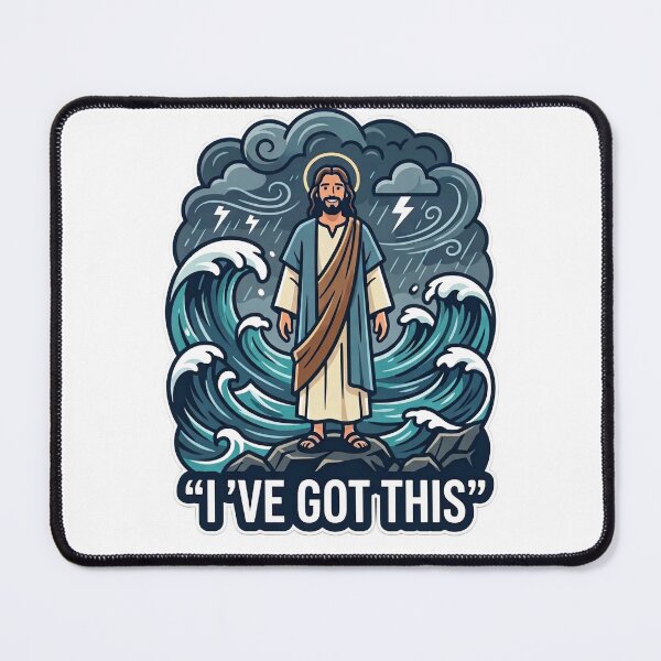 Item preview, I've Got This - Jesus Standing in the Storm | Christian Faith Design designed and sold by Softbear Atelier.
