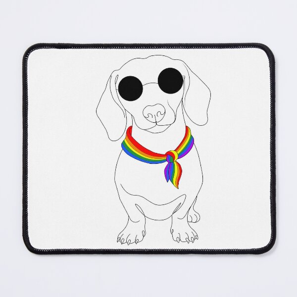 Item preview, Minimalist Dachshund with Sunglasses - Pride Flag Bandana | Cute LGBTQ+ Dog Illustration designed and sold by TrueColorAr.