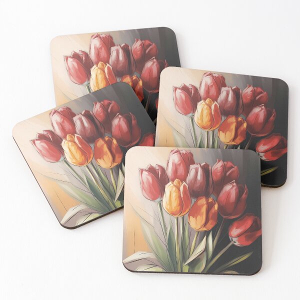 Item preview, Red and Orange Tulips Oil Painting in Vase designed and sold by SellingWSarah17.