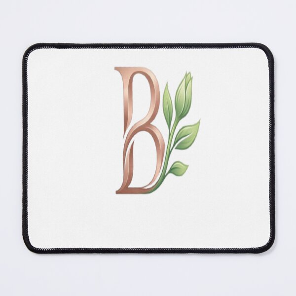 Item preview, Elegant Rose Gold Letter B with Delicate Green Botanical Bud designed and sold by KalamAura.