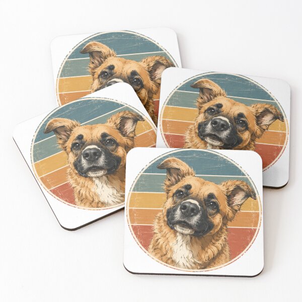 Item preview, Nala Curious Dog | Vintage Retro Sunset Pet Illustration designed and sold by LeonixPrint.