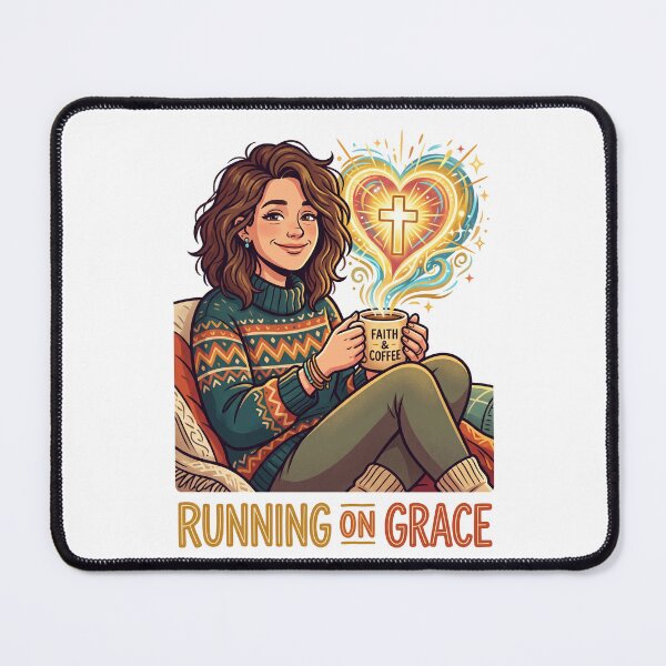 Item preview, Running on Grace | Funny Christian Woman Coffee Lover Faith Design designed and sold by Softbear Atelier.