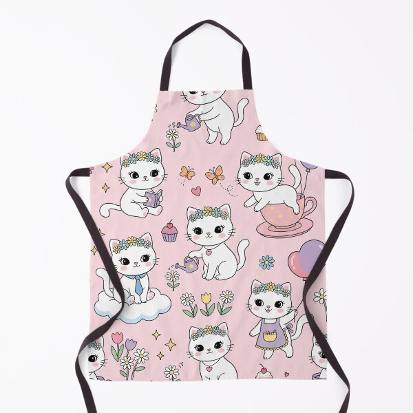 Item preview, Kawaii Flower Crown Kitty Pattern - Cute Cartoon Cats Pattern, Girly Aesthetic, Light Pink Repeating Pattern designed and sold by Fashion Lovers Hub.