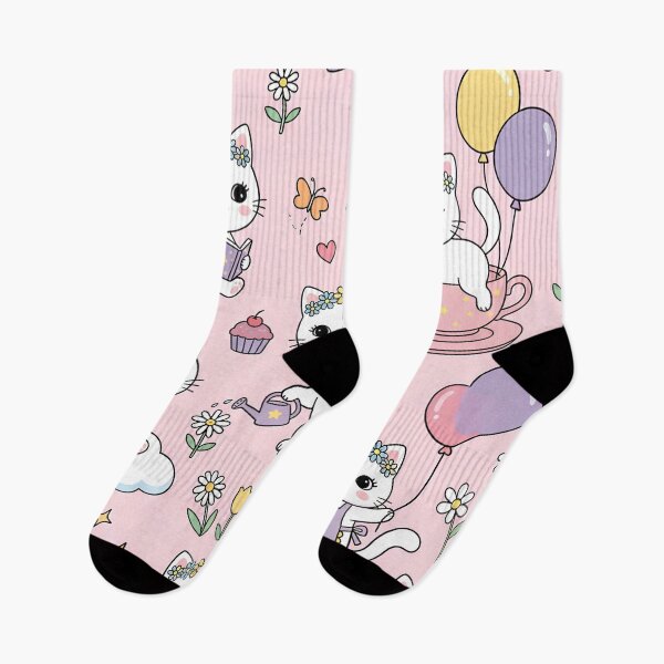Item preview, Kawaii Flower Crown Kitty Pattern - Cute Cartoon Cats Pattern, Girly Aesthetic, Light Pink Repeating Pattern designed and sold by Fashion Lovers Hub.