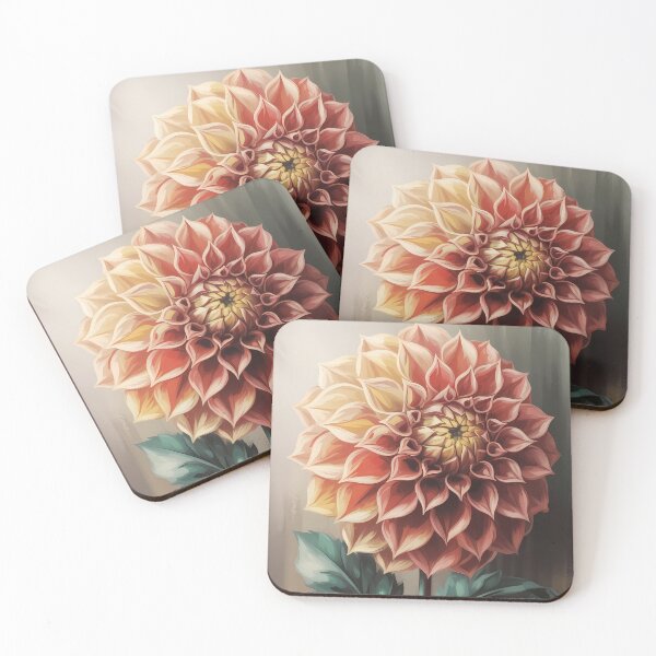 Item preview, Coral Dahlia Oil Painting with Radiant Petals designed and sold by SellingWSarah17.