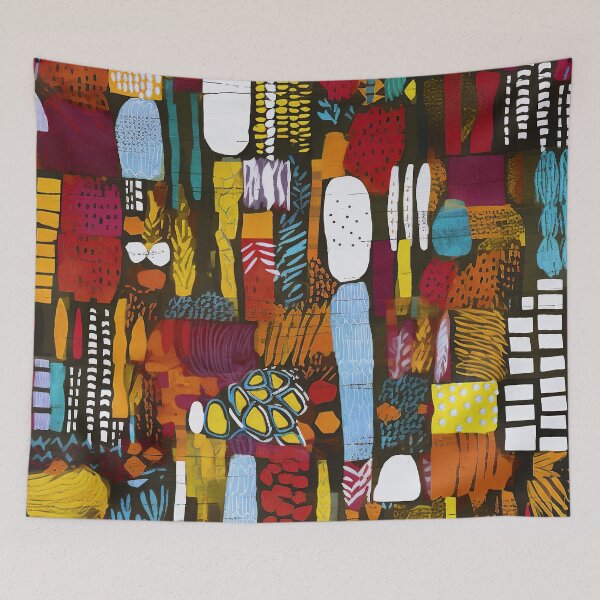 Item preview, Hippie 1960's Retro Red, Mustard And Black Abstract designed and sold by DEC02.