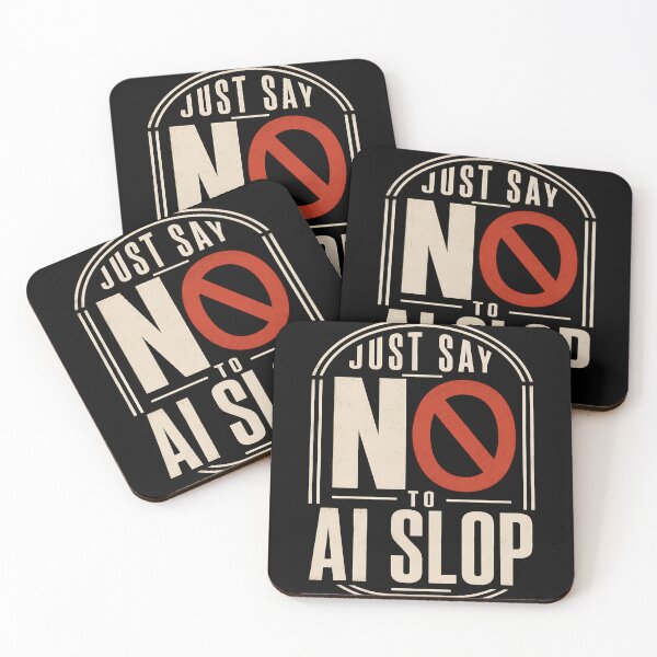 Item preview, Just Say No To AI Slop Vintage Funny Warning Badge designed and sold by uchidaarts.