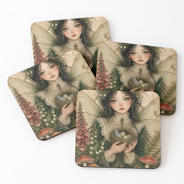 Item preview, Fairy Holding a Bird's Nest | Nature Fairycore Art designed and sold by FaeCoreStudio.