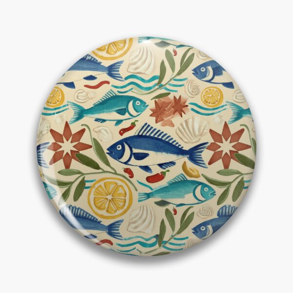 Item preview, Mediterranean Fish Lemon Coastal Pattern designed and sold by sportfantees.