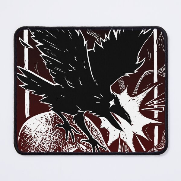 Item preview, Linocut The Raven and Skull Print designed and sold by alenylg.