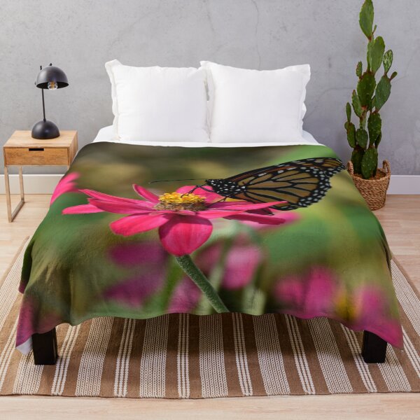 Item preview, Monarch Butterfly Pink Zinnia Macro Photography designed and sold by TathataPhotos.