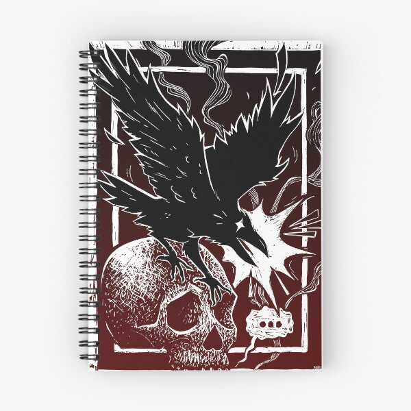 Item preview, Linocut The Raven and Skull Print designed and sold by alenylg.