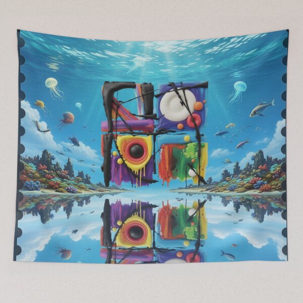 Item preview, playful disorder C sky ocean stamp  colorful surreal nature abstract stamp  designed and sold by SmashingDeals.