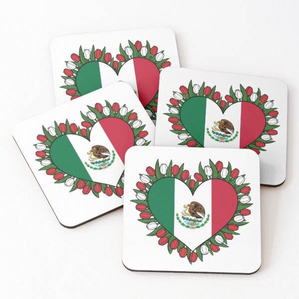 Item preview, Mexico Flag Heart Floral Wreath designed and sold by Oddifys.
