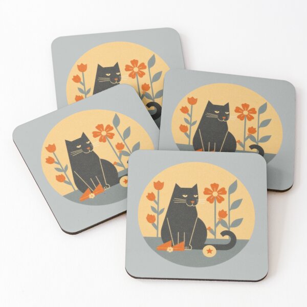 Item preview, Retro Black Cat in the Garden designed and sold by mellow-koko.