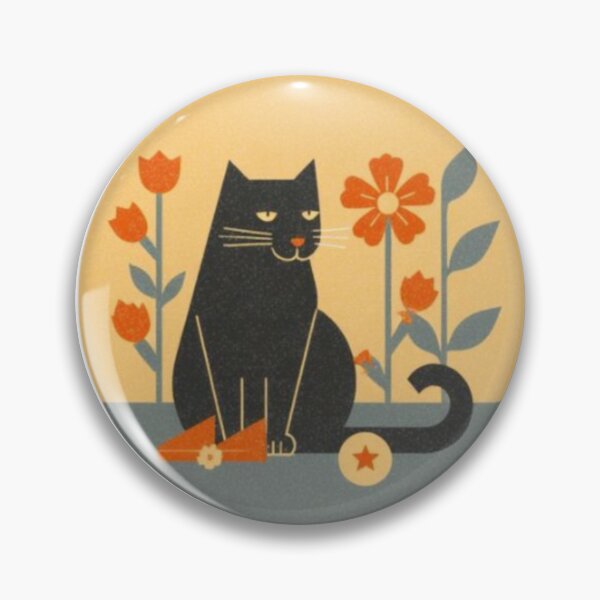 Item preview, Retro Black Cat in the Garden designed and sold by mellow-koko.