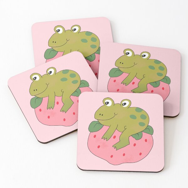 Item preview, Frog on Strawberry (Pink) designed and sold by yellowflowerhut.