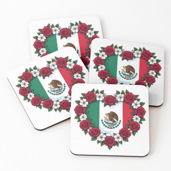 Item preview, Mexico Flag Heart Roses Wreath designed and sold by Oddifys.