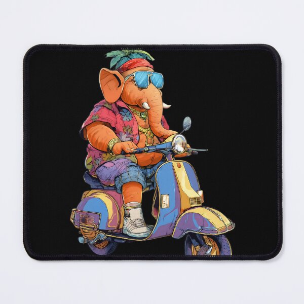 Item preview, Cool Elephant Rider on Vintage Orange Blue Scooter Pop Art designed and sold by PANNARUK THAILAND.