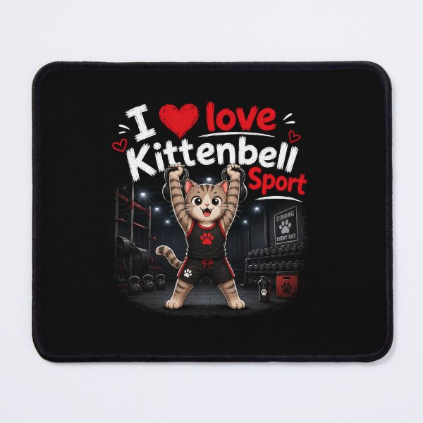 Item preview, Cute kitten competing in kettlebell sport designed and sold by RaulWeirdAndFun.
