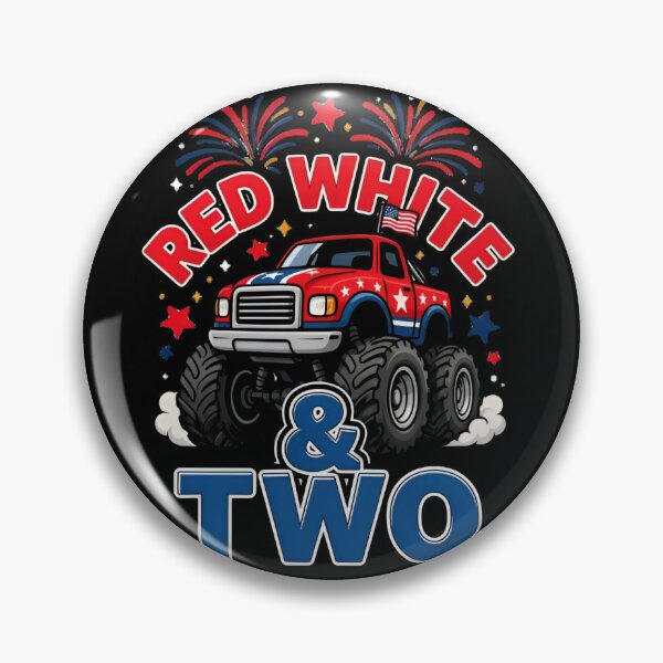 Item preview, Red White & Two Monster Truck 2nd Birthday Patriotic Truck Birthday Boy July 4th Toddler Two Years Old designed and sold by Zizo-DR44.