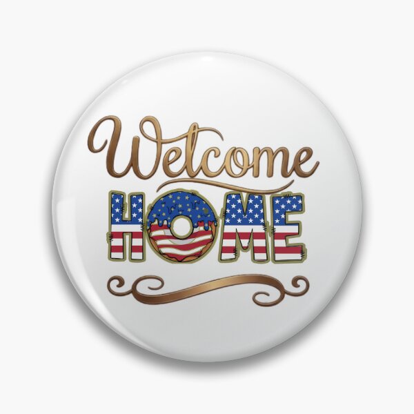 Item preview, Welcome Home Retro USA – American Flag Donut & Gold Typography designed and sold by Sarah'sCreativeLab.