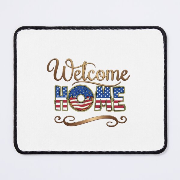 Item preview, Welcome Home Retro USA – American Flag Donut & Gold Typography designed and sold by Sarah'sCreativeLab.