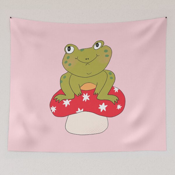 Item preview, Hoppy the Frog on Toadstool (Red) designed and sold by yellowflowerhut.