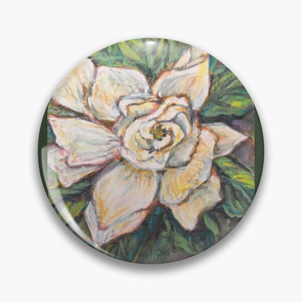 Item preview, Oil pastel original floral magnolia gardenia drawing  designed and sold by Paintingladycat.