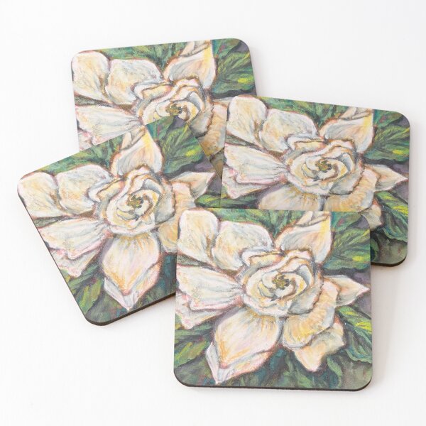 Item preview, Oil pastel original floral magnolia gardenia drawing  designed and sold by Paintingladycat.
