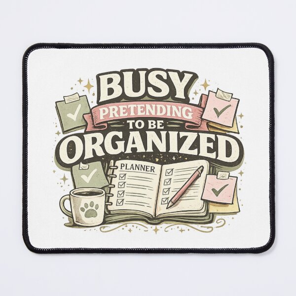 Item preview, Busy Pretending to Be Organized Funny Planner Productivity Retro Design designed and sold by SoulThread Studio.