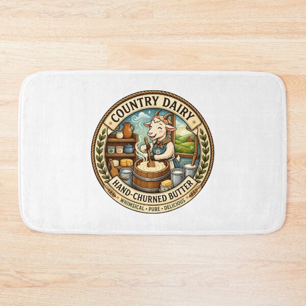 Item preview, Country Dairy | Hand-Churned Butter | Whimsical Farm Goat Cottagecore Art designed and sold by MrDev.