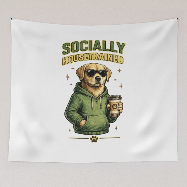 Item preview, Socially Housetrained Funny Dog Coffee Vintage T-Shirt designed and sold by D.Shop.
