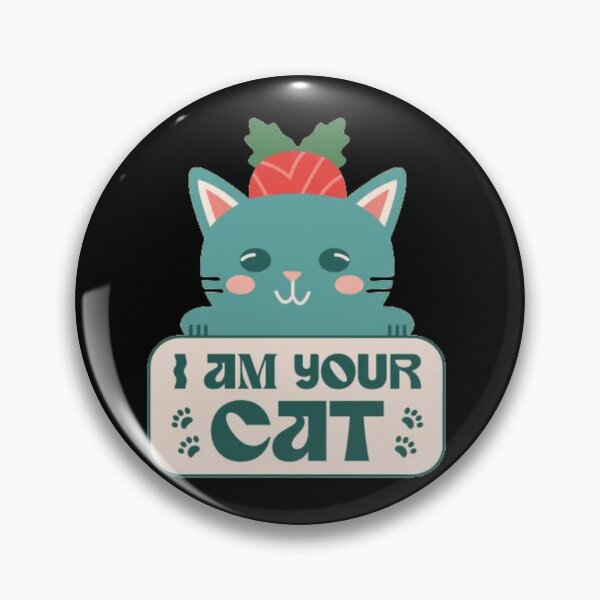 Item preview, I Am Your Cat - Cute Retro Teal Kitty With Tomato Hat designed and sold by GenZFashion000.