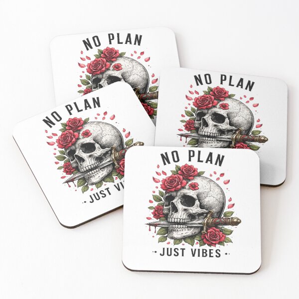 Item preview, No Plan Just Vibes Gothic Skull and Roses Vintage T-Shirt designed and sold by D.Shop.