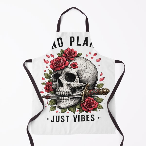 Item preview, No Plan Just Vibes Gothic Skull and Roses Vintage T-Shirt designed and sold by D.Shop.