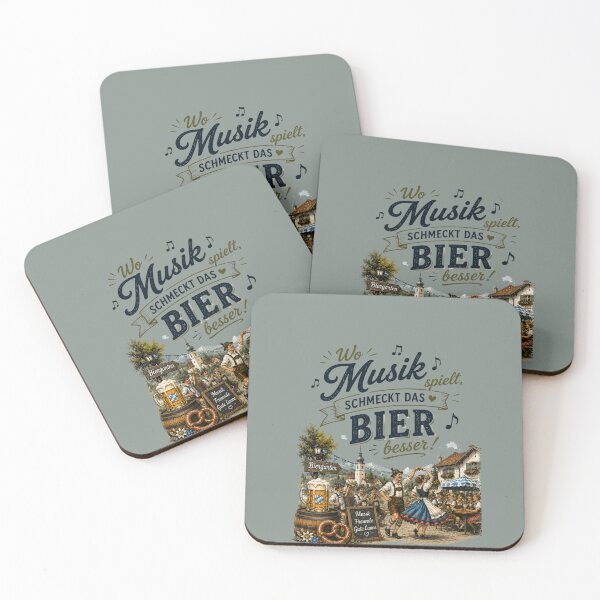 Artikelvorschau, Lustige bayerische Biergartengestaltung – „Wo Musik Spielt, Schmeckt Das Bier Besser“ entworfen und verkauft von Alpine-Ink.