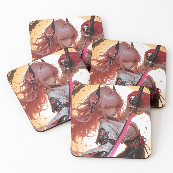 Item preview, Cyber Sakura Samurai Girl | Pink Katana Anime Warrior Fantasy Art Print designed and sold by Dyan4.