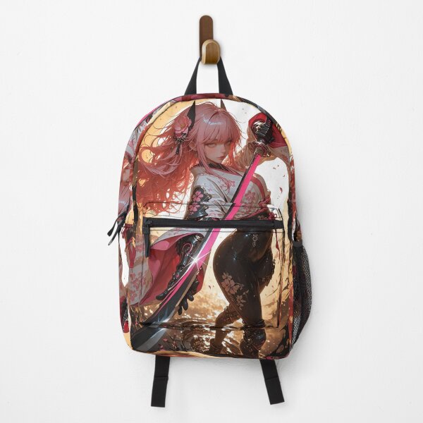 Item preview, Cyber Sakura Samurai Girl | Pink Katana Anime Warrior Fantasy Art Print designed and sold by Dyan4.