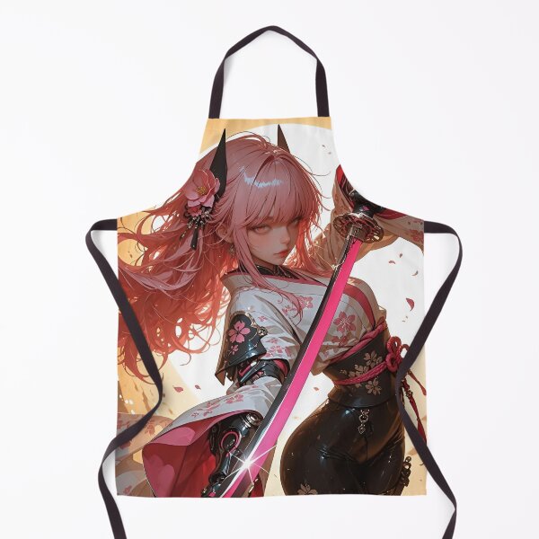 Item preview, Cyber Sakura Samurai Girl | Pink Katana Anime Warrior Fantasy Art Print designed and sold by Dyan4.
