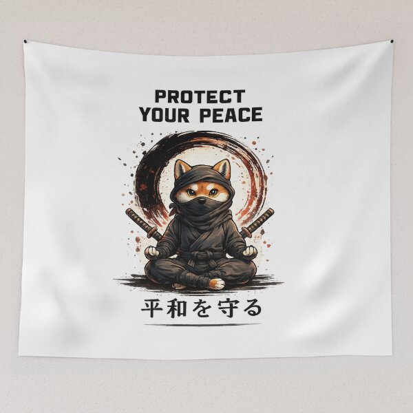 Item preview, Protect Your Peace Ninja Shiba Inu Japanese Zen T-Shirt designed and sold by D.Shop.