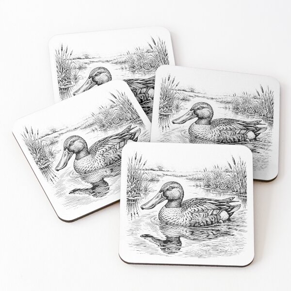 Item preview, Vintage Woodcut Shoveler Duck Illustration designed and sold by DuckOddity.