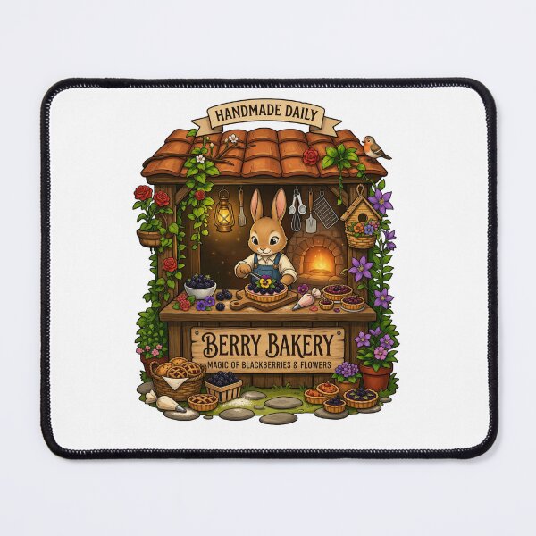 Item preview, Berry Bakery | Handmade Daily | Whimsical Bunny Cottagecore Bakery Art designed and sold by MrDev.