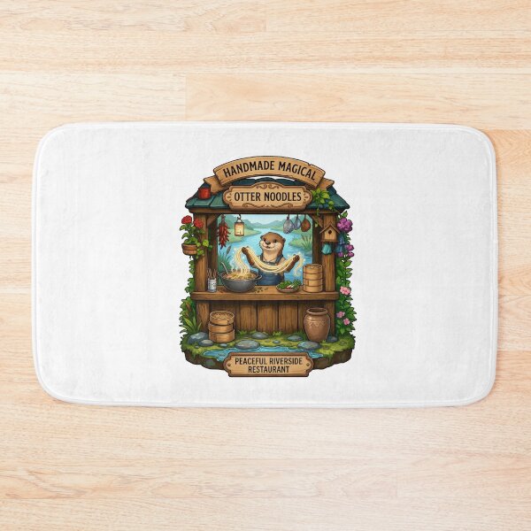 Item preview, Otter Noodles | Handmade Magical | Whimsical Riverside Ramen Cottagecore Art designed and sold by MrDev.