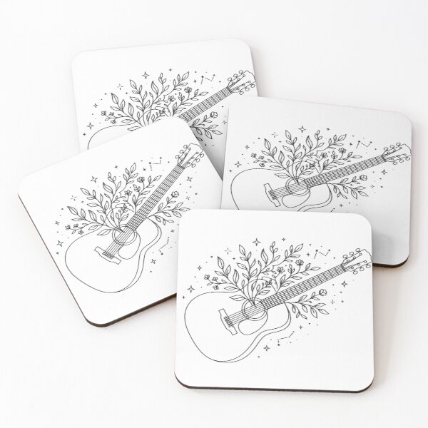 Item preview, Minimal Acoustic Guitar with flowers designed and sold by Nitta Studio.