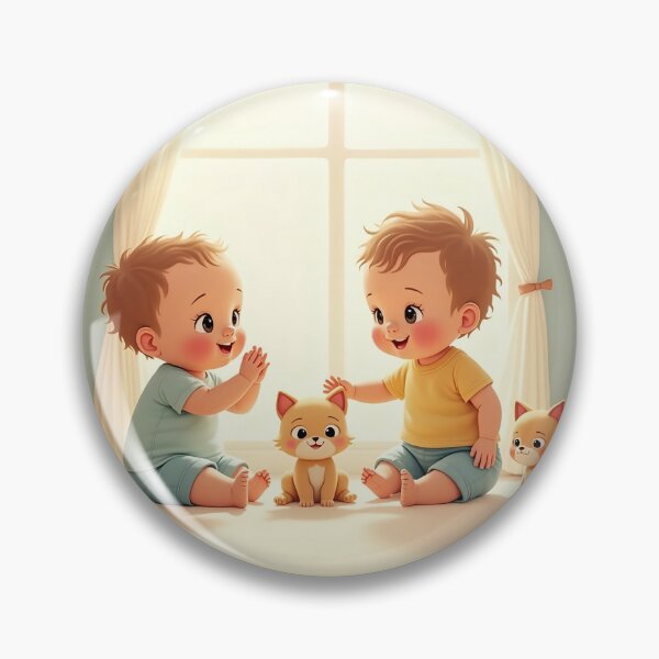 Item preview, Cute Baby Best Friends with Kittens | Kawaii Nursery Art designed and sold by LumoviaStudios.