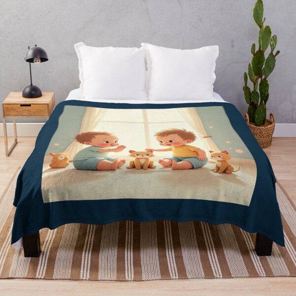 Item preview, Cute Baby Best Friends with Kittens | Kawaii Nursery Art designed and sold by LumoviaStudios.