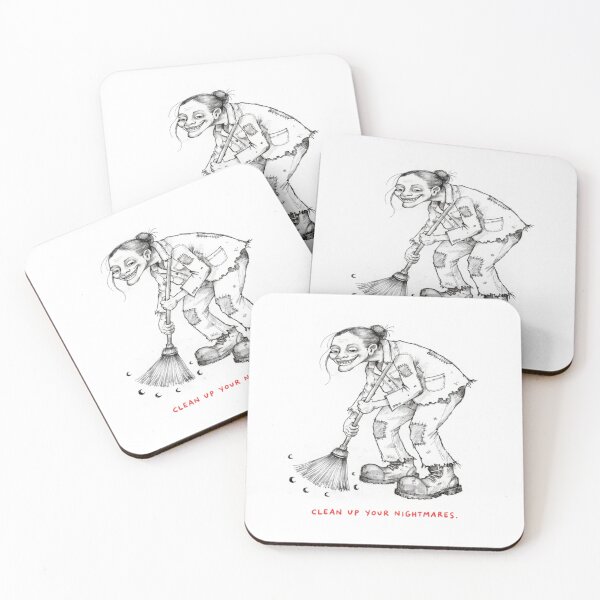 Item preview, Woman sweeping away nightmares conceptual illustration designed and sold by Creative88Art.