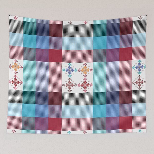 Item preview, Vintage ornamental flower plaid pattern designed and sold by PowerAntShop.