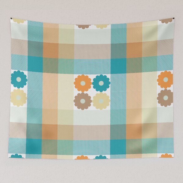 Item preview, Pastel floral pattern on plaid background designed and sold by PowerAntShop.